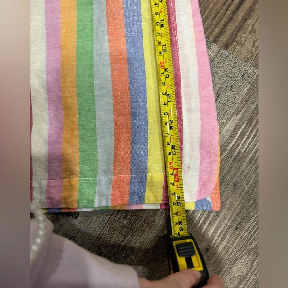 J. Crew Pastel Rainbow Striped Linen Blend Knee Length Shift Dress- Size Small - Picture 8 of 8